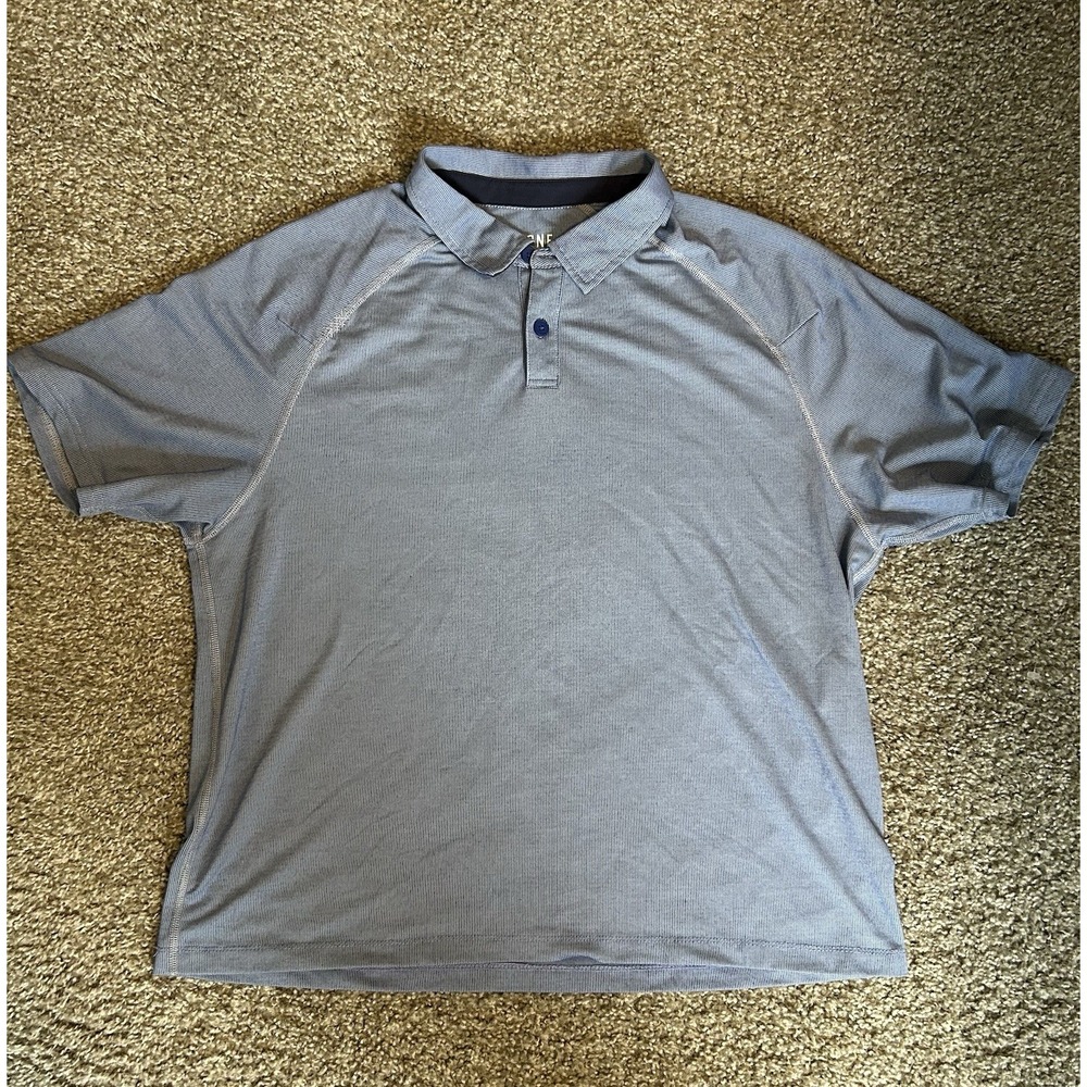 Rhone Tech Men Golf Polo Shirt Size L Blue Pullover Stretch Tee Reg Fit 100372